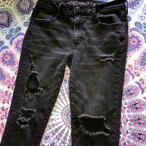 AE black distressed high waisted jegging